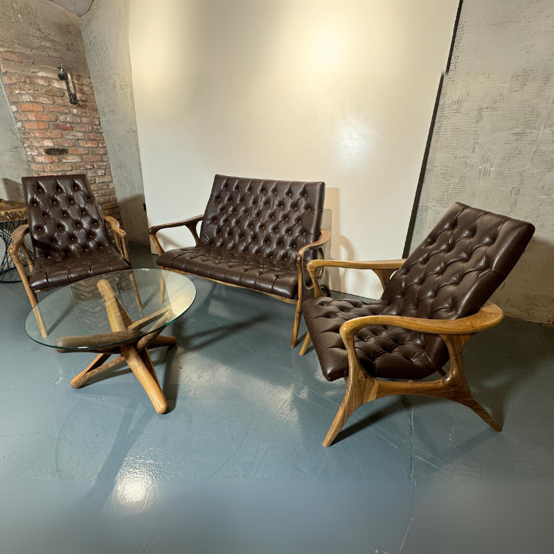 Walnut Sofa Set of 3