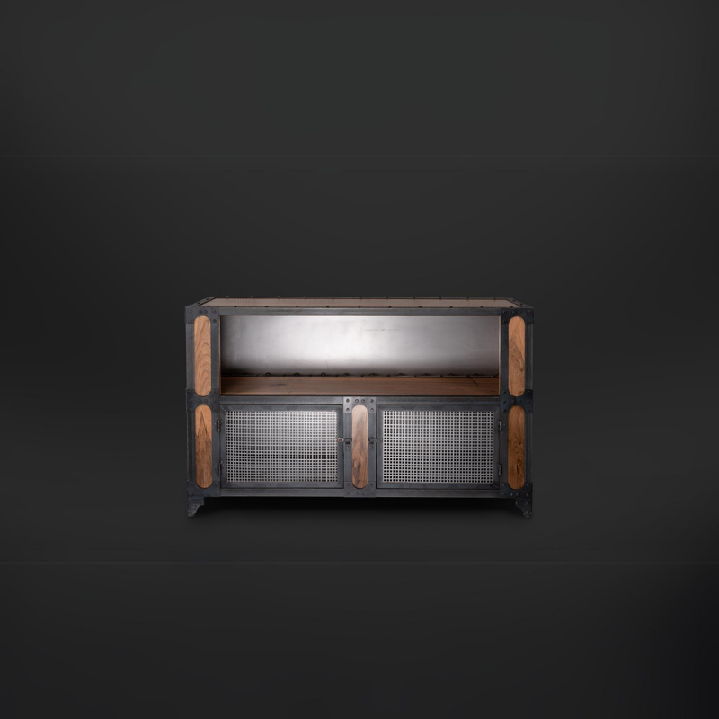Metal-Walnut Console