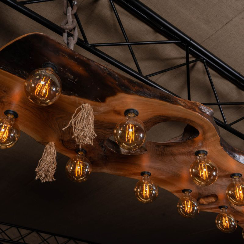 Walnut Chandelier with 14 Lamps