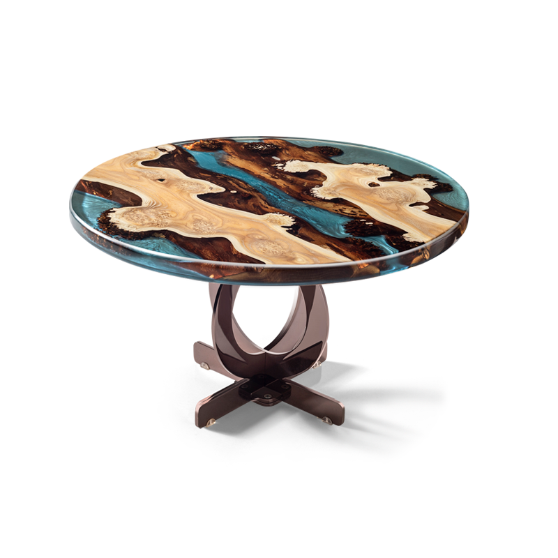 Epoxy Iğde Round Coffee Table