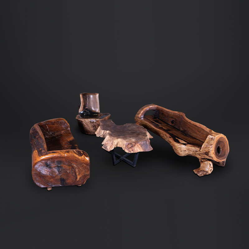 Walnut Carved Seating Group