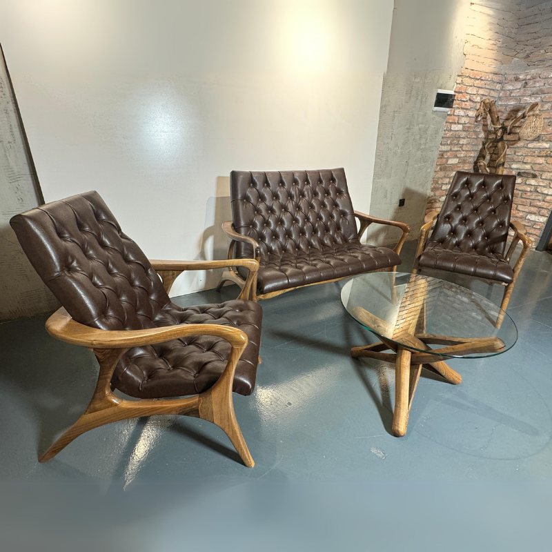 Walnut Sofa Set of 3
