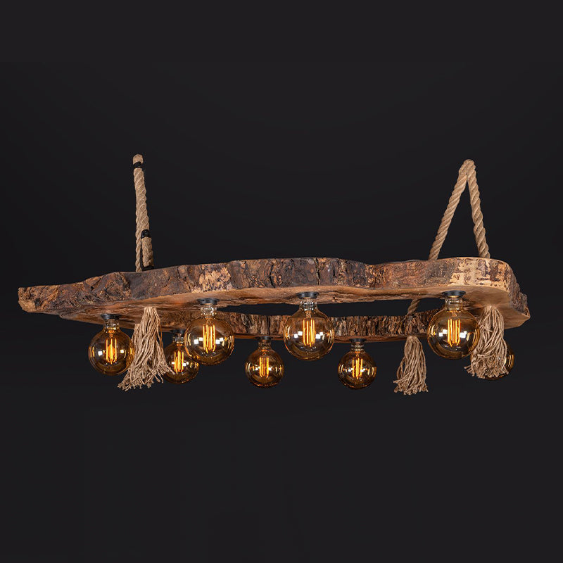 Walnut Chandelier with 8 Lamps
