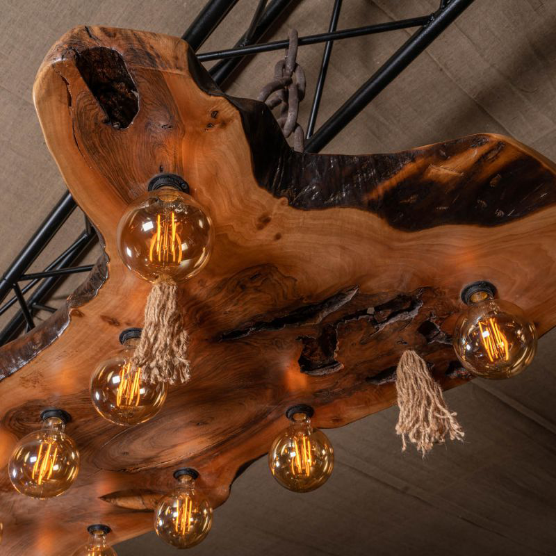 Walnut Chandelier with 14 Lamps