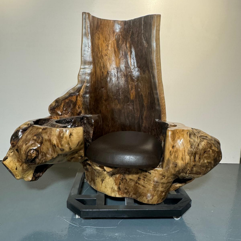 Handcrafted One Piece Walnut Armchair