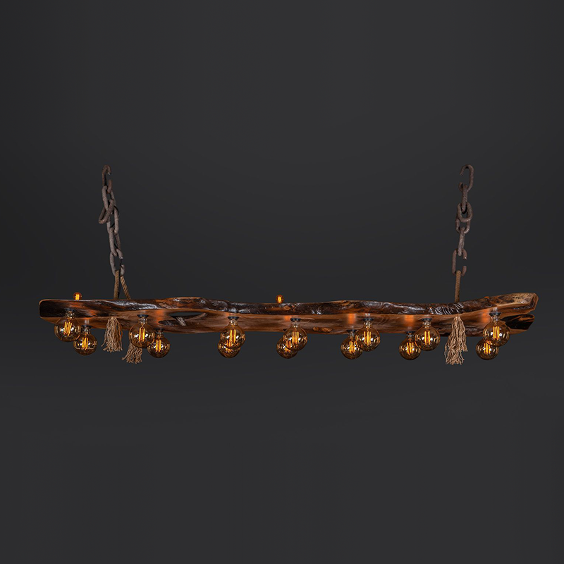 Walnut Chandelier with 14 Lamps
