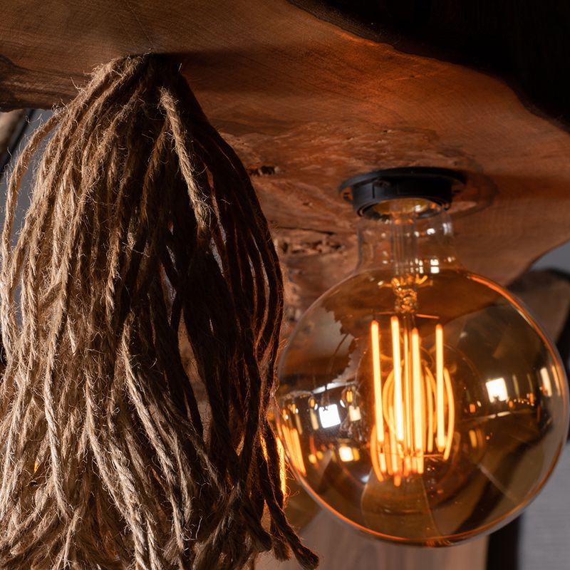 Walnut Chandelier with 8 Lamps