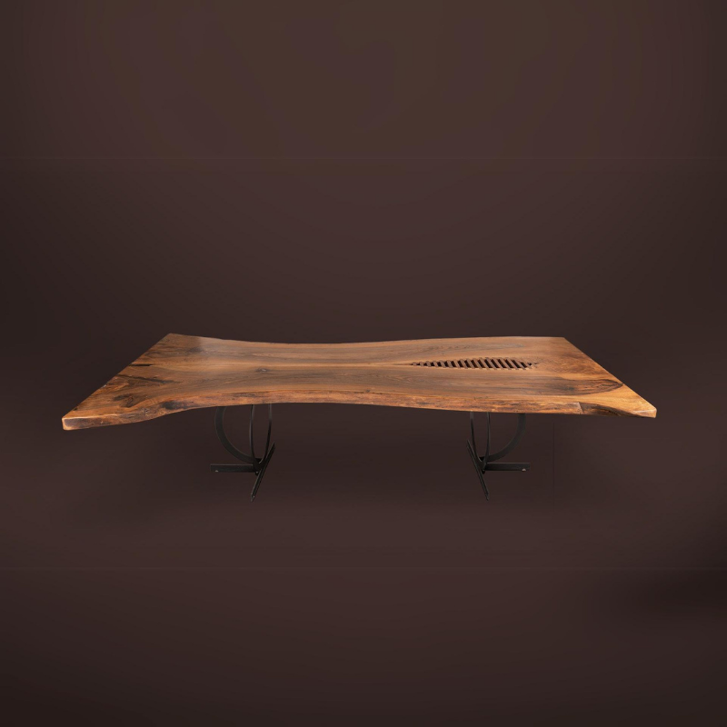 Walnut Seamed Two Piece Table